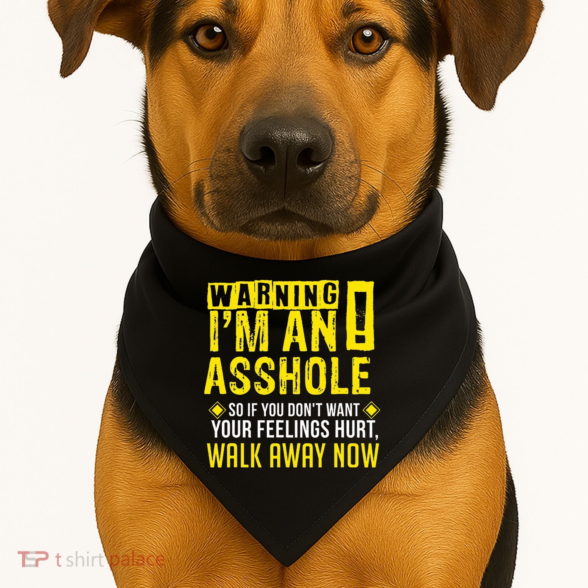 Asshole Assholes Warning Vulgar Profanity Fun Gag Gift USA-Made Doggie Bandana