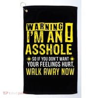 Asshole Assholes Warning Vulgar Profanity Fun Gag Gift Golf Towel thumb 0