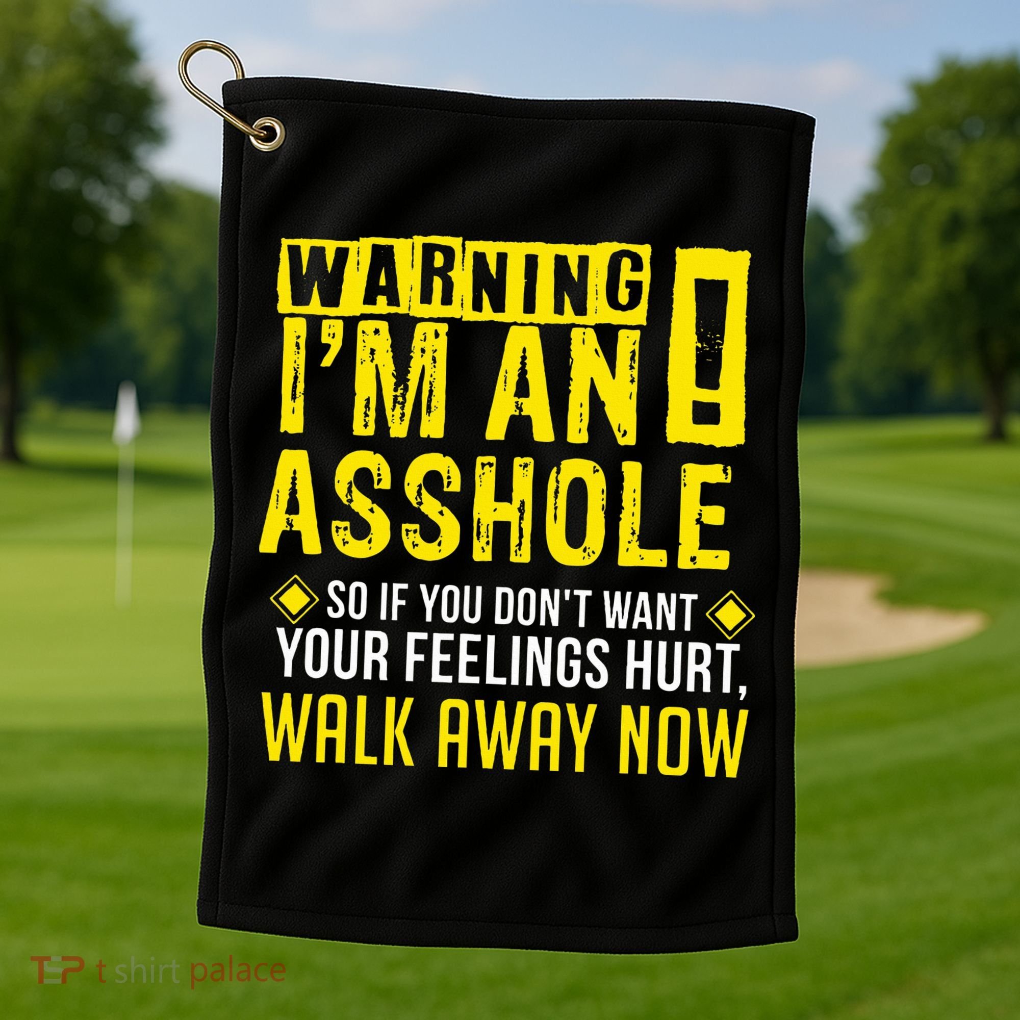 Asshole Assholes Warning Vulgar Profanity Fun Gag Gift Golf Towel