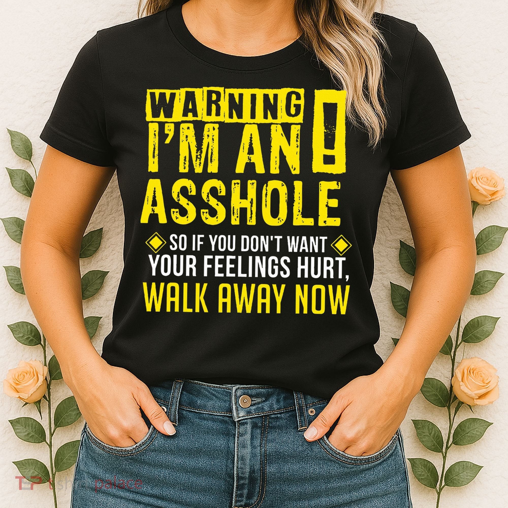 Asshole Assholes Warning Vulgar Profanity Fun Gag Gift Women's T-Shirt