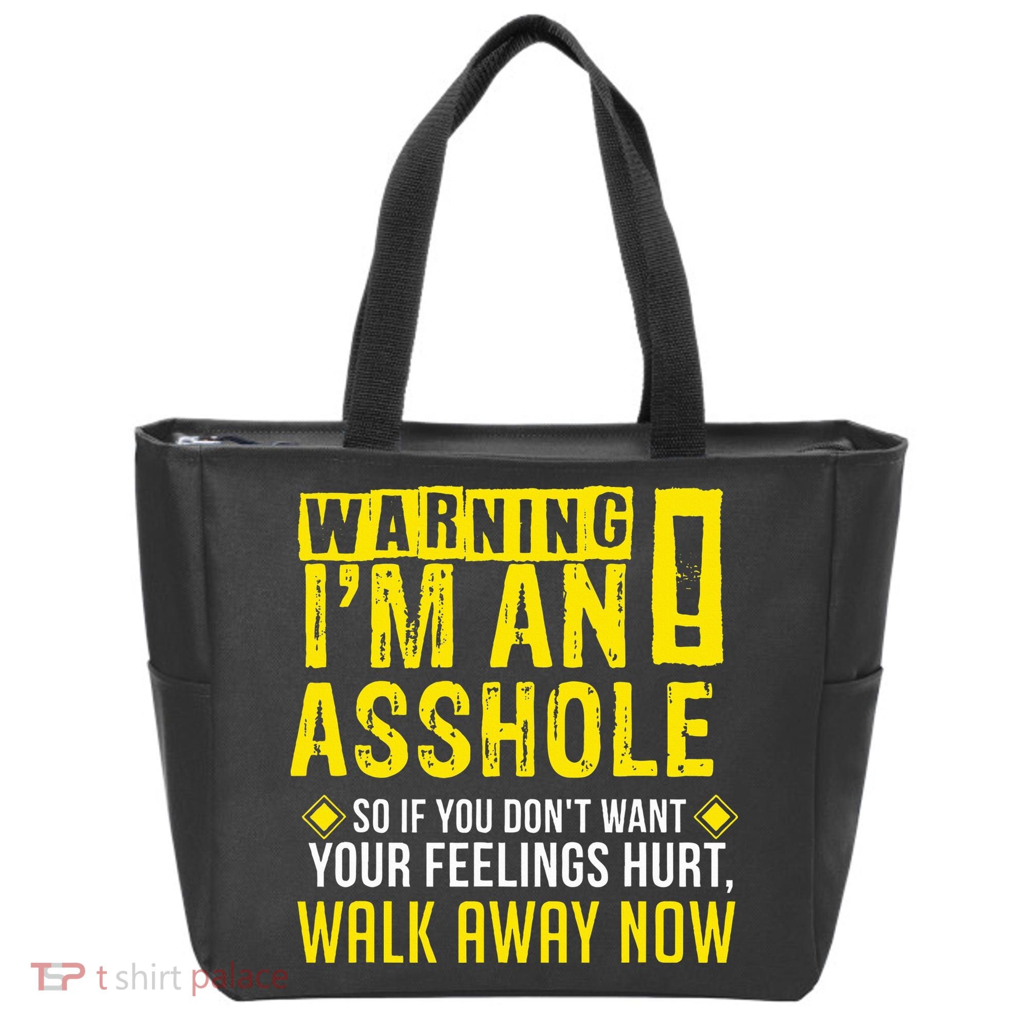 Asshole Assholes Warning Vulgar Profanity Fun Gag Gift Tote Bag