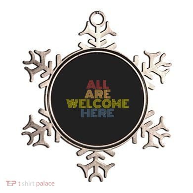 All Are Welcome Here Immigration Retro 70s Vintage Gift Ornament