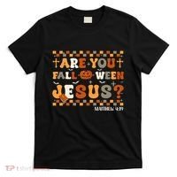 Autumn Are You Falloween Jesus Christian Halloween Pumpkin T-Shirt thumb 0