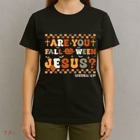 Autumn Are You Falloween Jesus Christian Halloween Pumpkin T-Shirt thumb 4