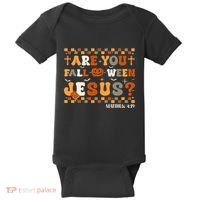 Autumn Are You Falloween Jesus Christian Halloween Pumpkin Baby Bodysuit thumb 0