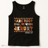 Autumn Are You Falloween Jesus Christian Halloween Pumpkin Tank Top thumb 2