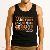 Autumn Are You Falloween Jesus Christian Halloween Pumpkin Tank Top thumb 3