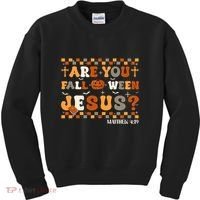 Autumn Are You Falloween Jesus Christian Halloween Pumpkin Kids Sweatshirt thumb 0