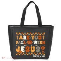 Autumn Are You Falloween Jesus Christian Halloween Pumpkin Tote Bag thumb 0