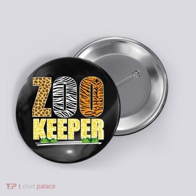 African Animals Zebra Giraffe Zookeeper Zoo Keeper Button