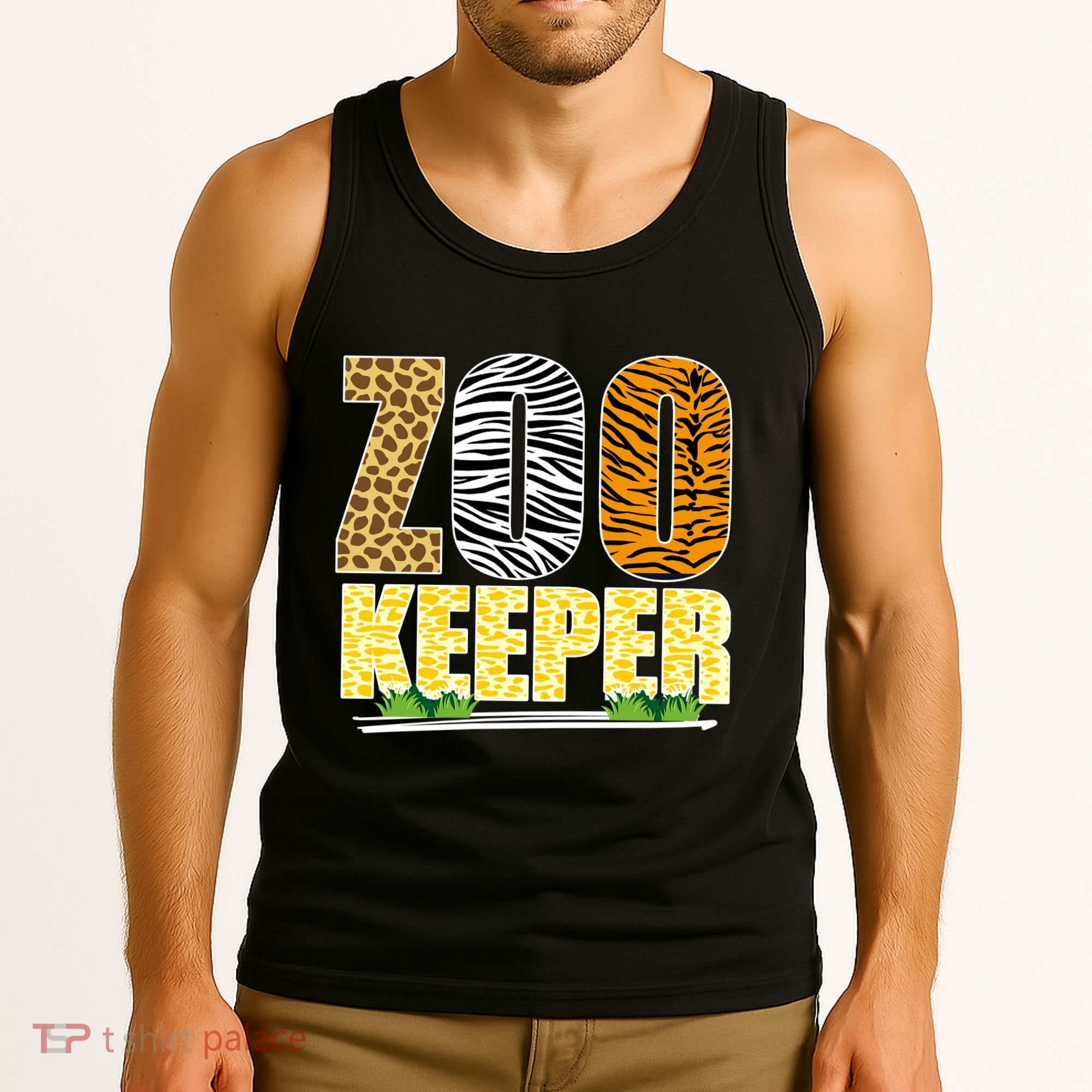 African Animals Zebra Giraffe Zookeeper Zoo Keeper Tank Top