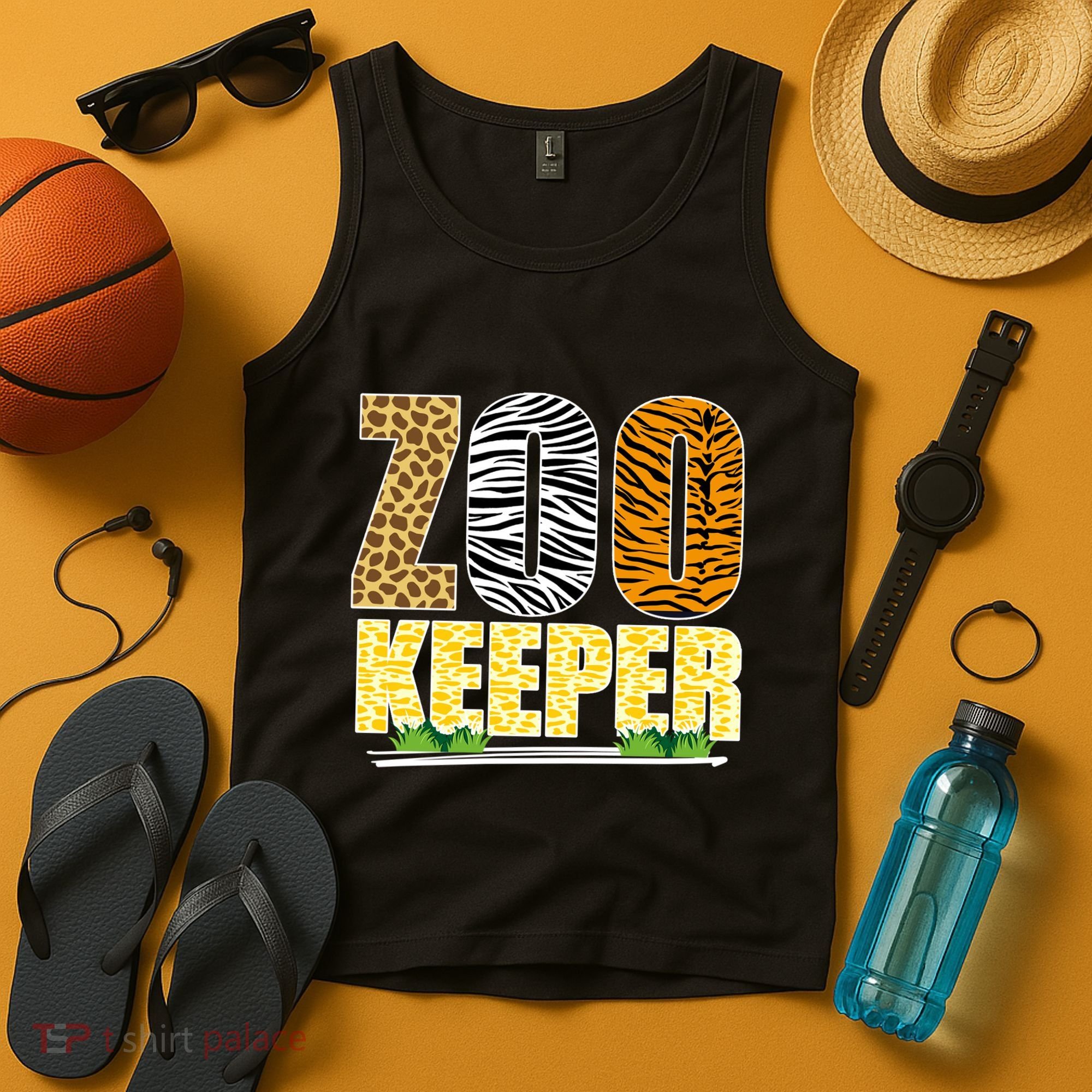 African Animals Zebra Giraffe Zookeeper Zoo Keeper Tank Top