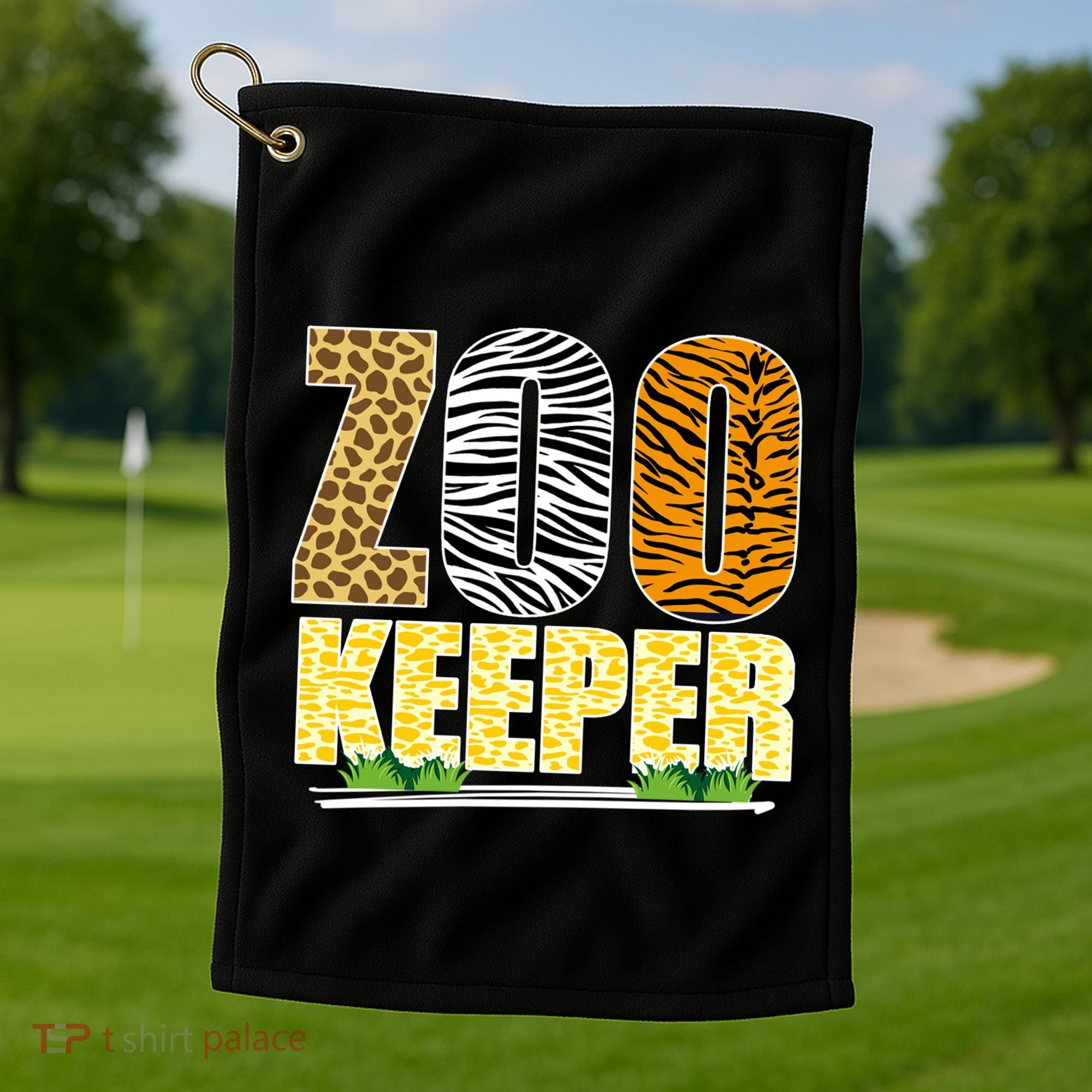 African Animals Zebra Giraffe Zookeeper Zoo Keeper Golf Towel