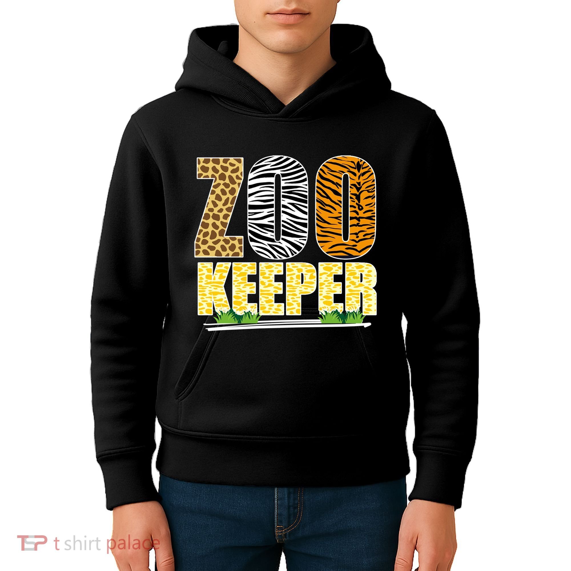 African Animals Zebra Giraffe Zookeeper Zoo Keeper Kids Hoodie