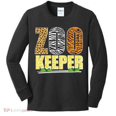African Animals Zebra Giraffe Zookeeper Zoo Keeper Kids Long Sleeve Shirt