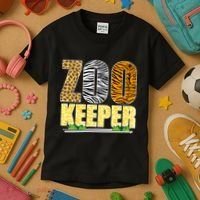 African Animals Zebra Giraffe Zookeeper Zoo Keeper Kids T-Shirt thumb 3