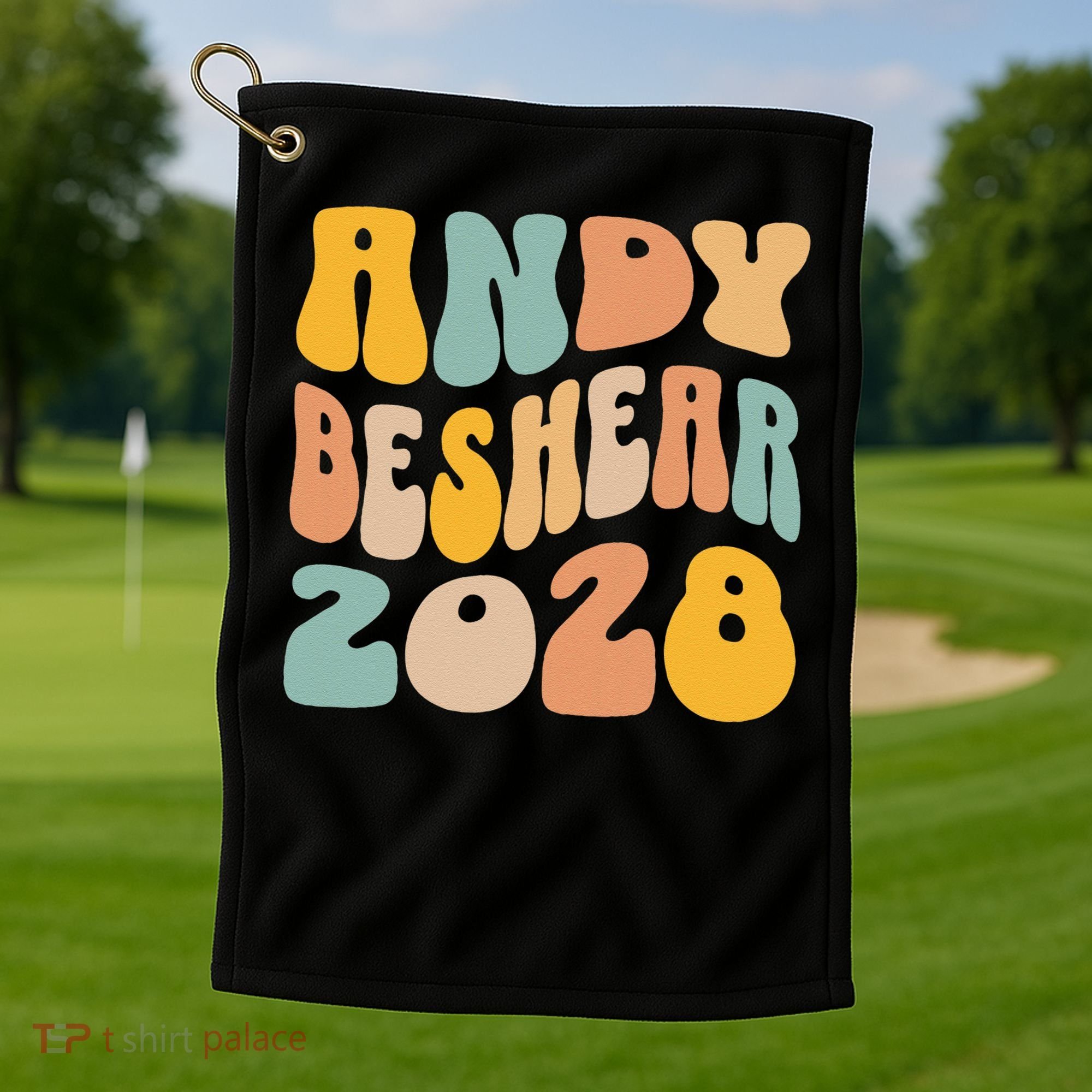 Andy Beshear 2028 For President Resist Wavy Groovy Election Golf Towel