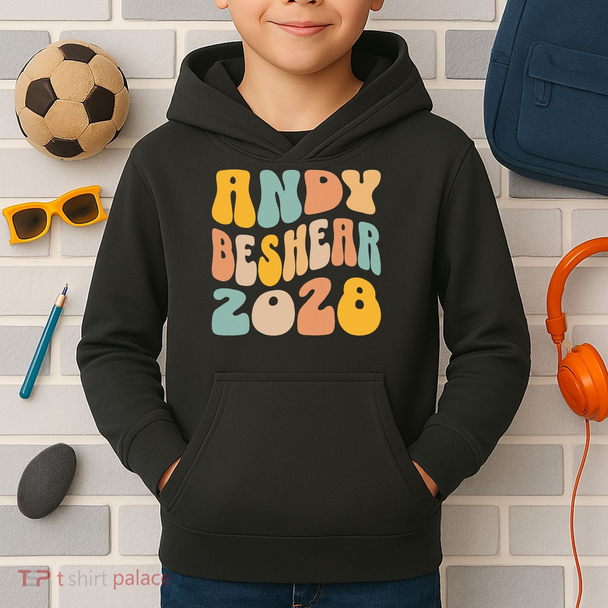 Andy Beshear 2028 For President Resist Wavy Groovy Election Kids Hoodie