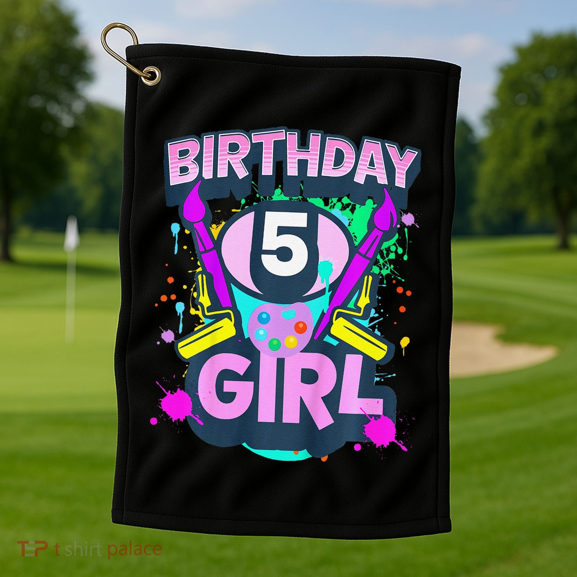 Artist Birthday 5 Year Old Painter 5th Birthday Party Golf Towel
