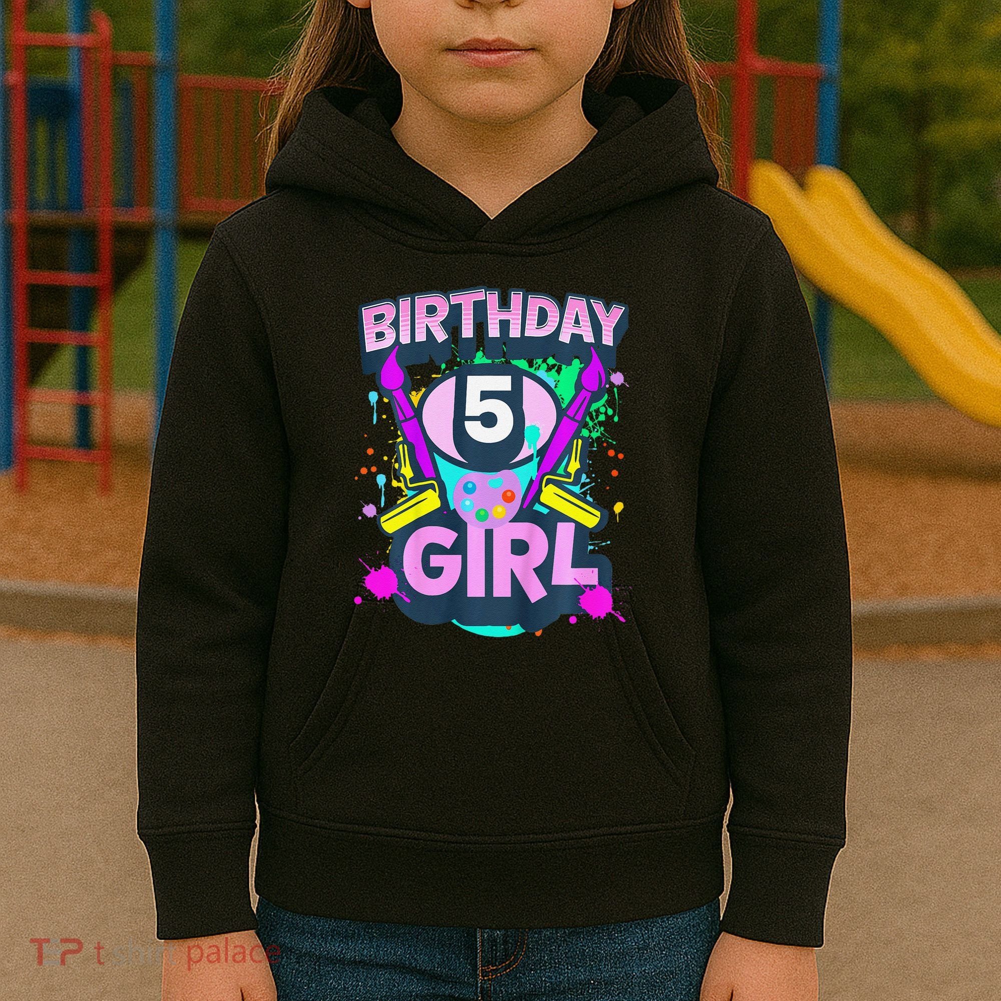 Artist Birthday 5 Year Old Painter 5th Birthday Party Kids Hoodie