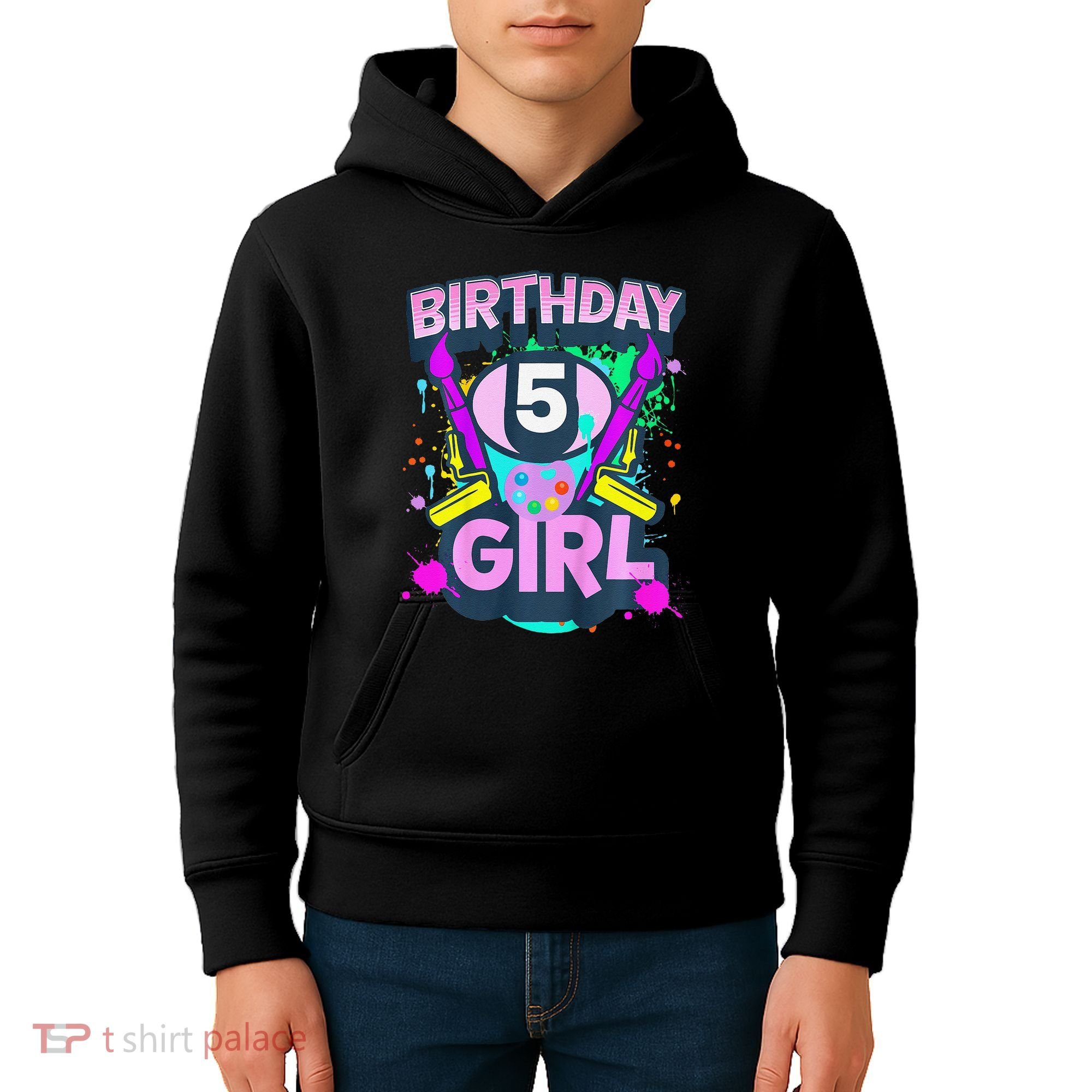 Artist Birthday 5 Year Old Painter 5th Birthday Party Kids Hoodie