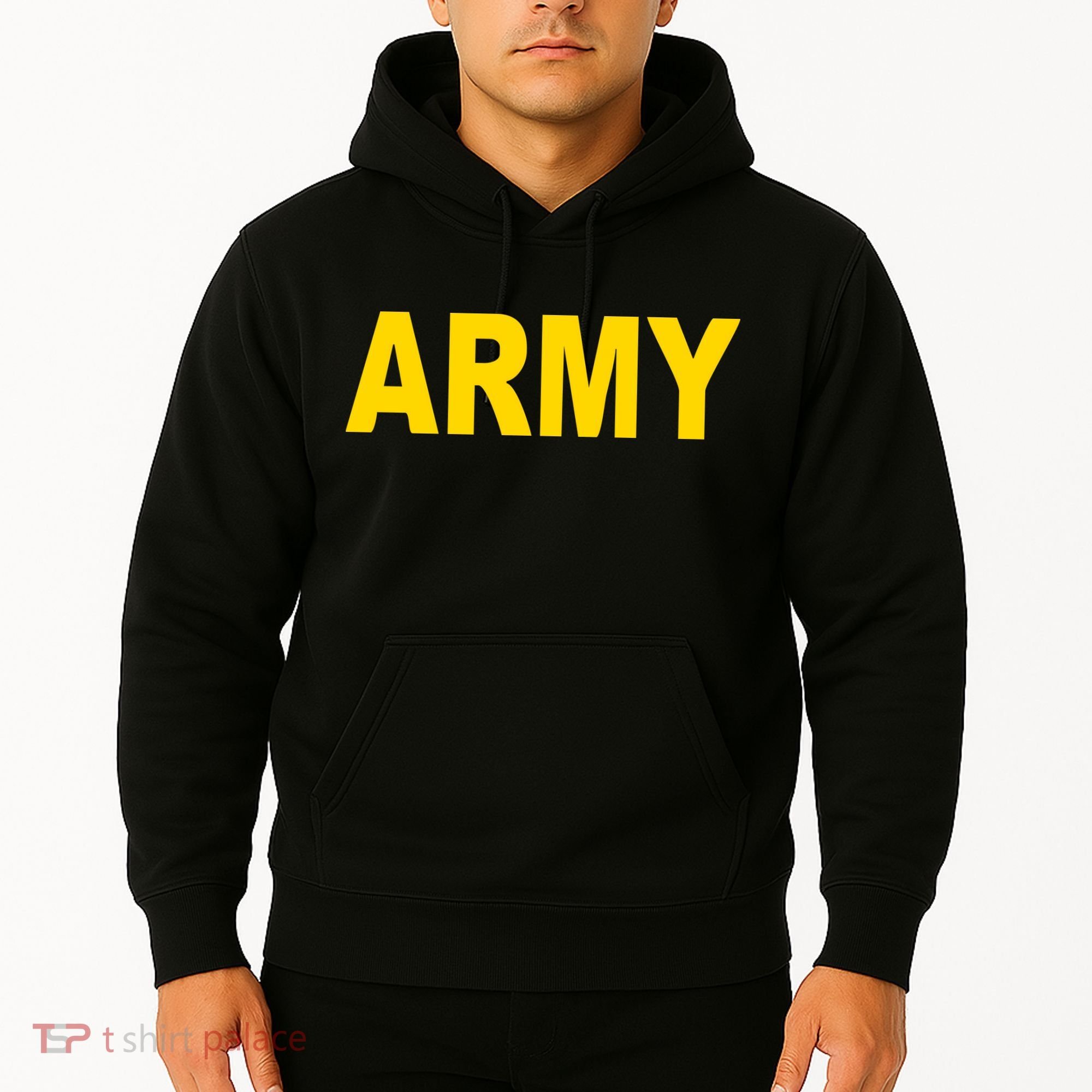 Army Black And Yellow Imprint Hoodie