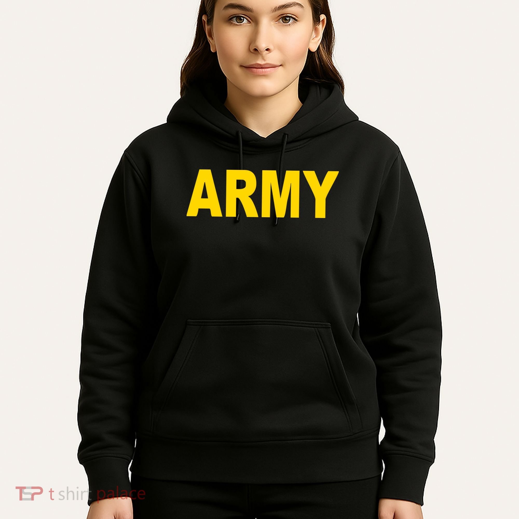 Army Black And Yellow Imprint Hoodie