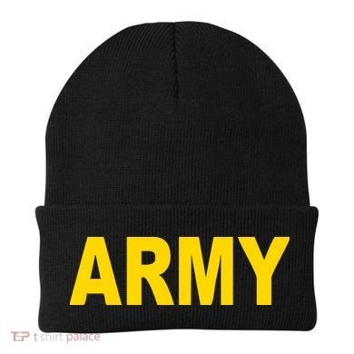 Army Black And Yellow Imprint Beanie