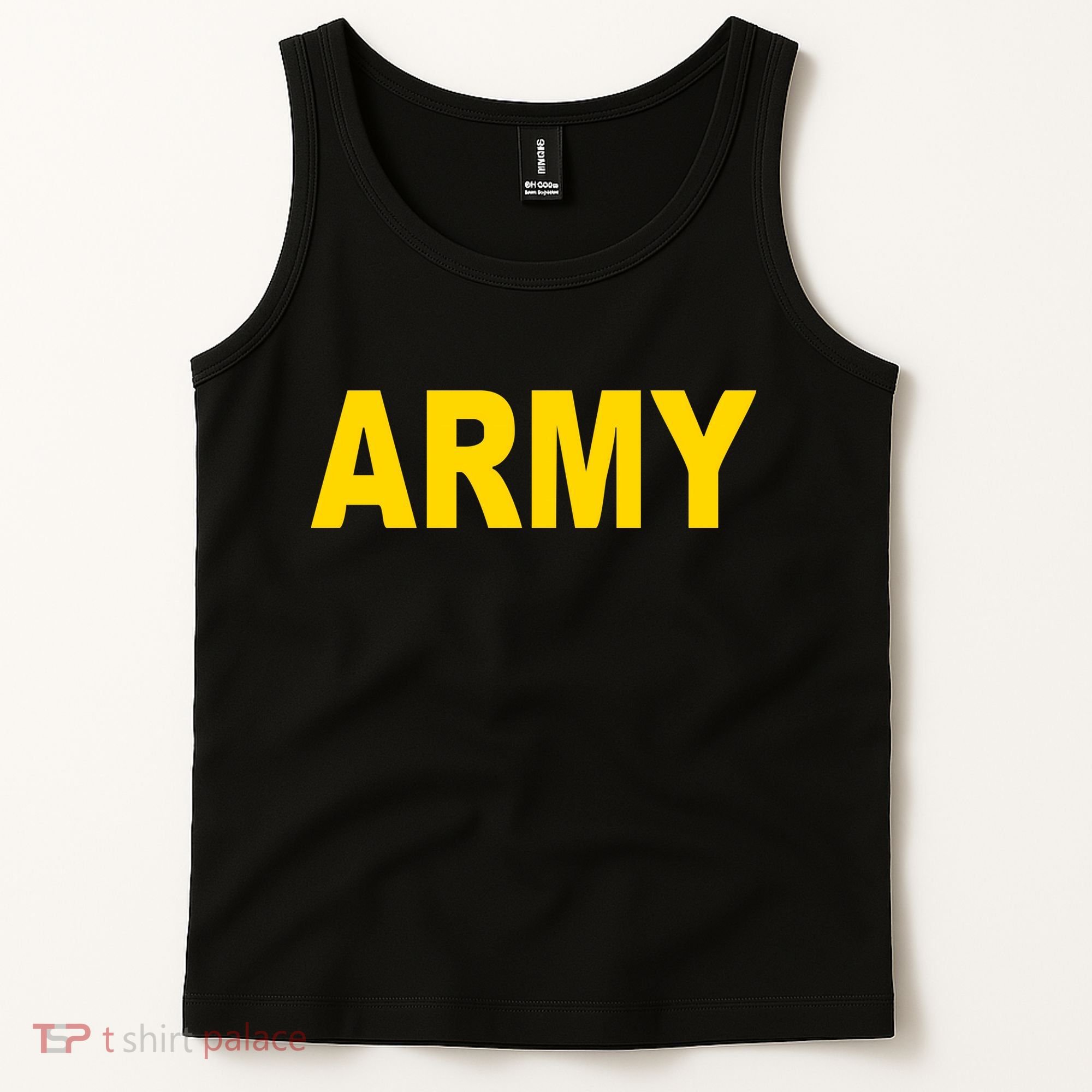 Army Black And Yellow Imprint Tank Top