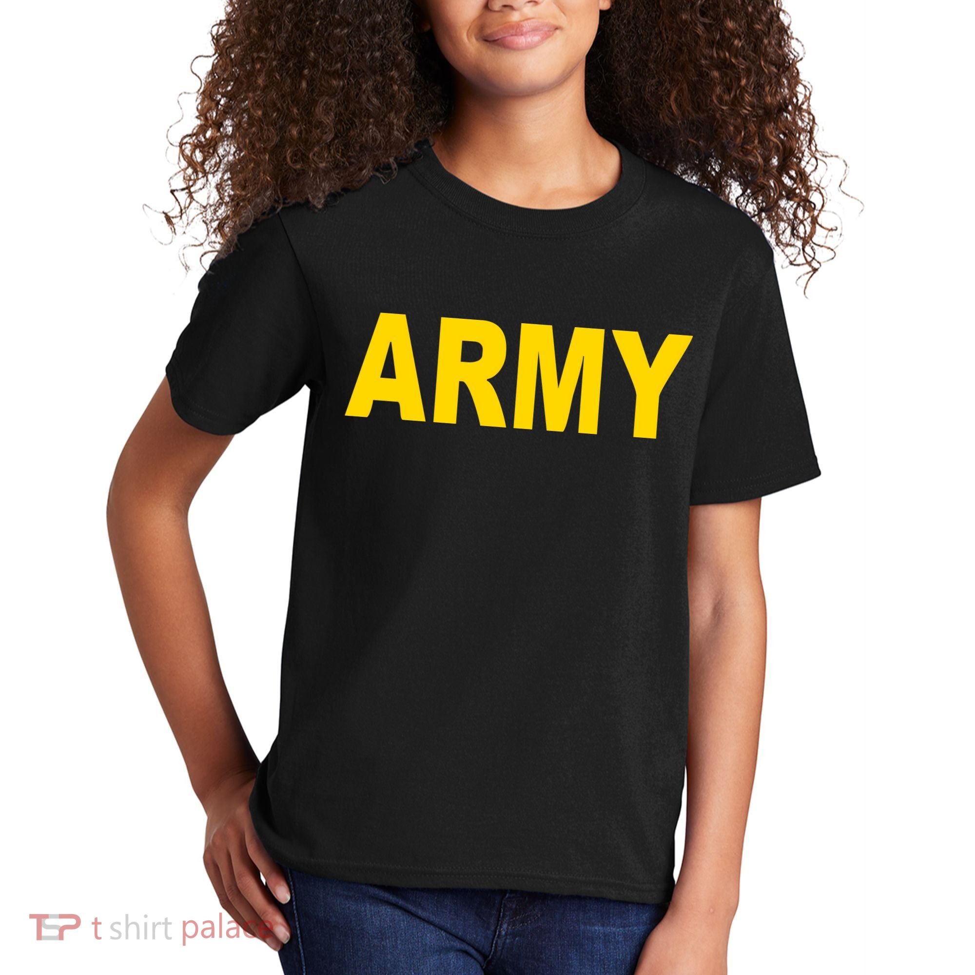 Army Black And Yellow Imprint Kids T-Shirt