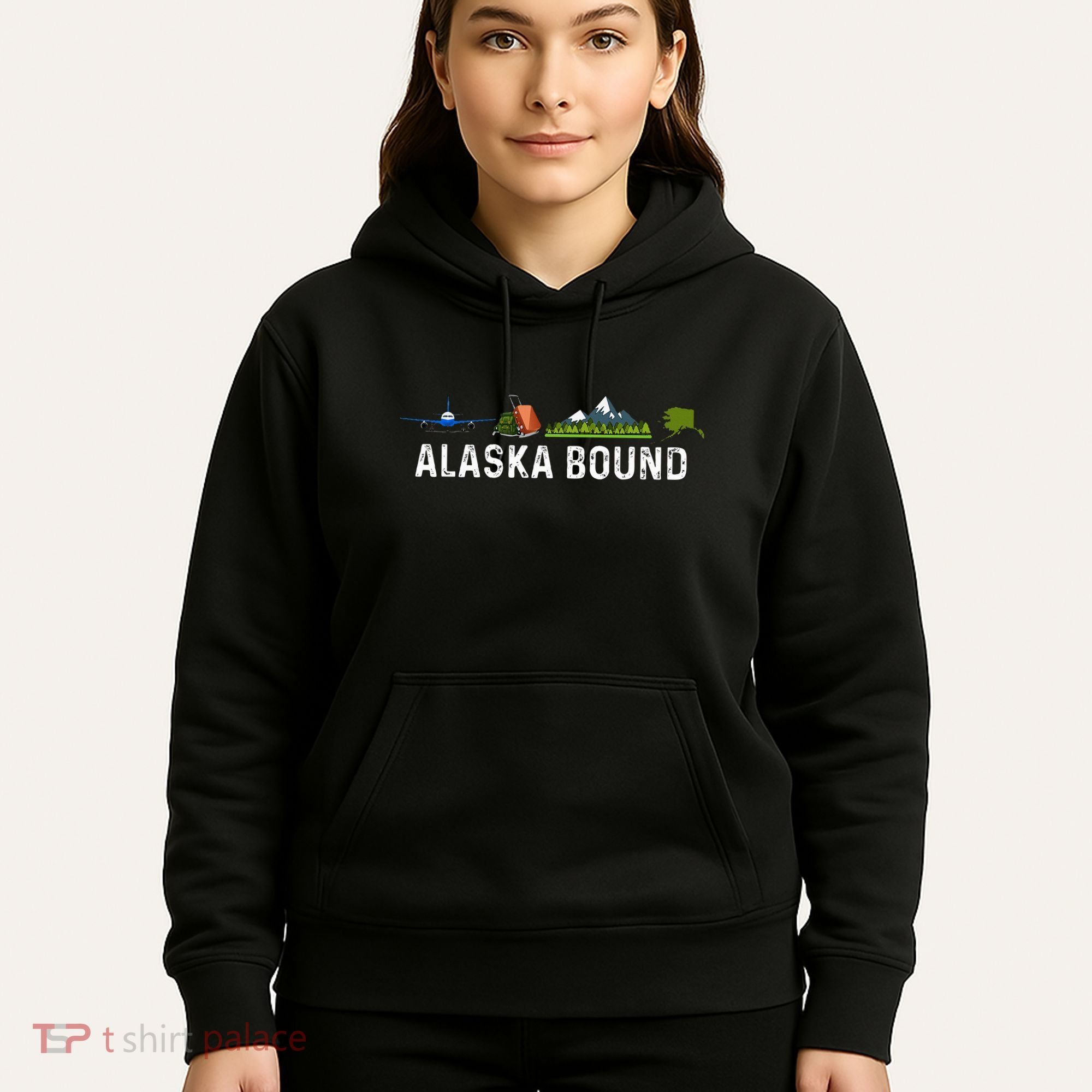 Alaska Bound Airplane Luggage And Mountains Hoodie