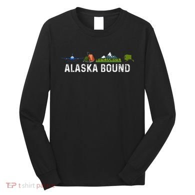 Alaska Bound Airplane Luggage And Mountains Long Sleeve Shirt