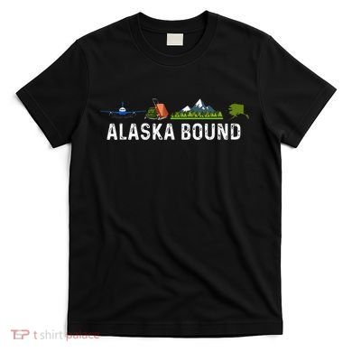Alaska Bound Airplane Luggage And Mountains T-Shirt