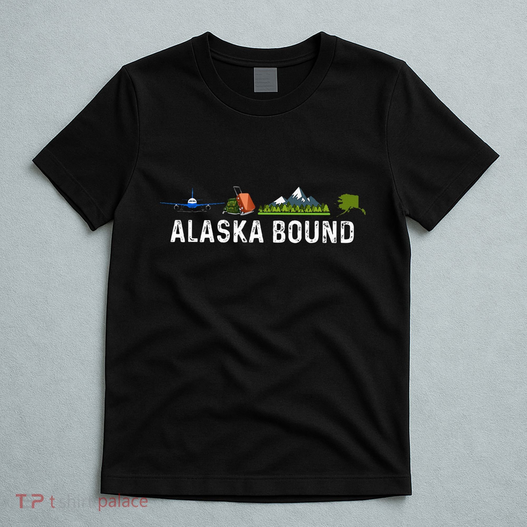 Alaska Bound Airplane Luggage And Mountains T-Shirt