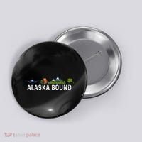 Alaska Bound Airplane Luggage And Mountains Button thumb 0