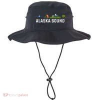 Alaska Bound Airplane Luggage And Mountains Bucket Hat thumb 0