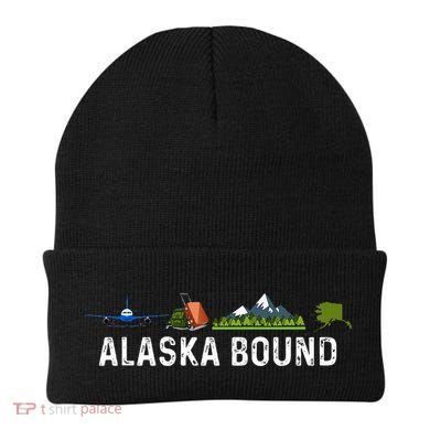 Alaska Bound Airplane Luggage And Mountains Beanie