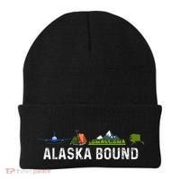 Alaska Bound Airplane Luggage And Mountains Beanie thumb 0