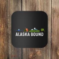 Alaska Bound Airplane Luggage And Mountains Coaster thumb 0