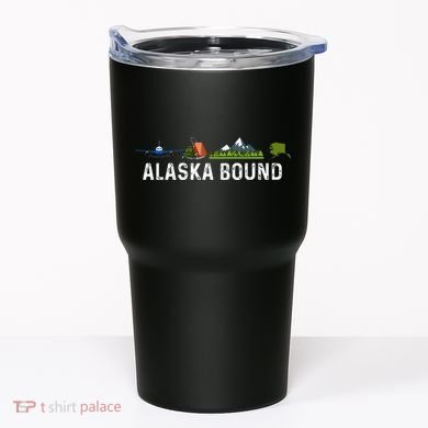Alaska Bound Airplane Luggage And Mountains Tumbler