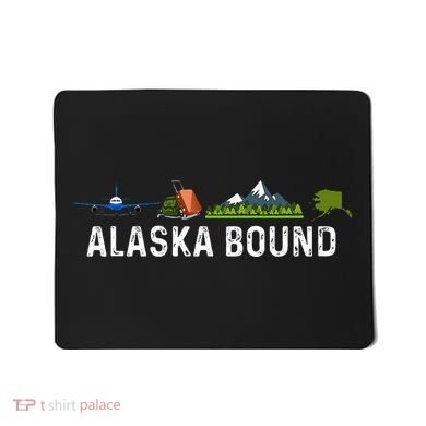 Alaska Bound Airplane Luggage And Mountains Mousepad
