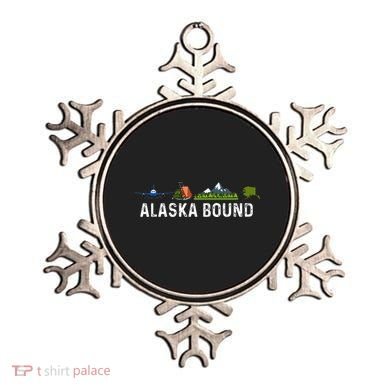 Alaska Bound Airplane Luggage And Mountains Ornament