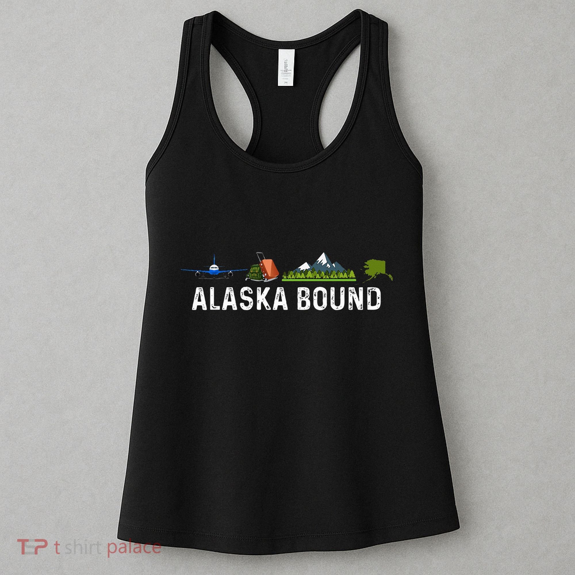 Alaska Bound Airplane Luggage And Mountains Women's Tank Top