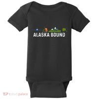 Alaska Bound Airplane Luggage And Mountains Baby Bodysuit thumb 0