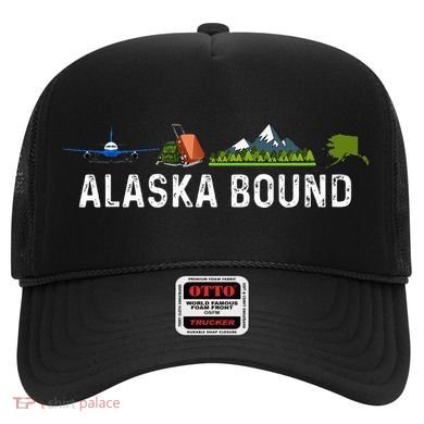 Alaska Bound Airplane Luggage And Mountains Hat