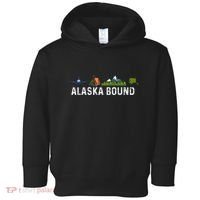 Alaska Bound Airplane Luggage And Mountains Toddler Hoodie thumb 0
