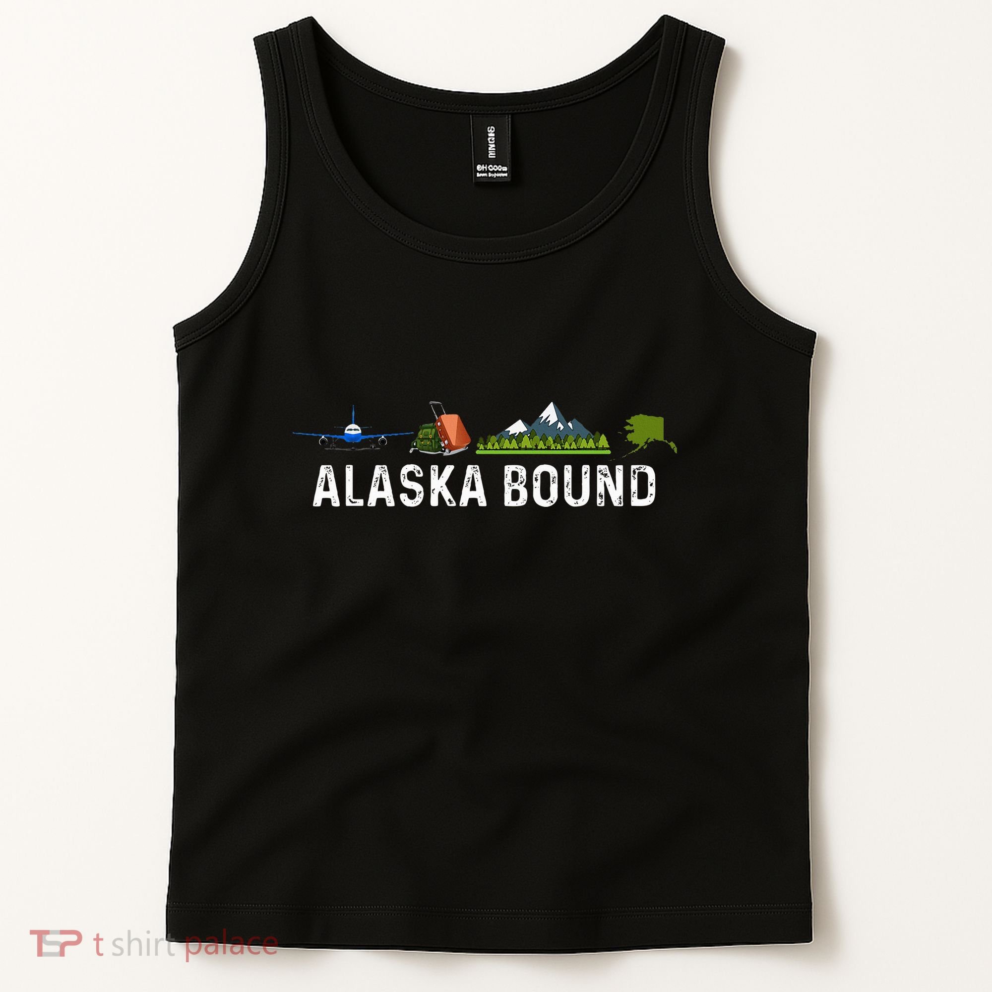 Alaska Bound Airplane Luggage And Mountains Tank Top