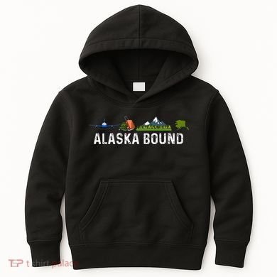 Alaska Bound Airplane Luggage And Mountains Kids Hoodie