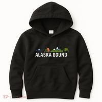 Alaska Bound Airplane Luggage And Mountains Kids Hoodie thumb 0