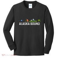 Alaska Bound Airplane Luggage And Mountains Kids Long Sleeve Shirt thumb 0
